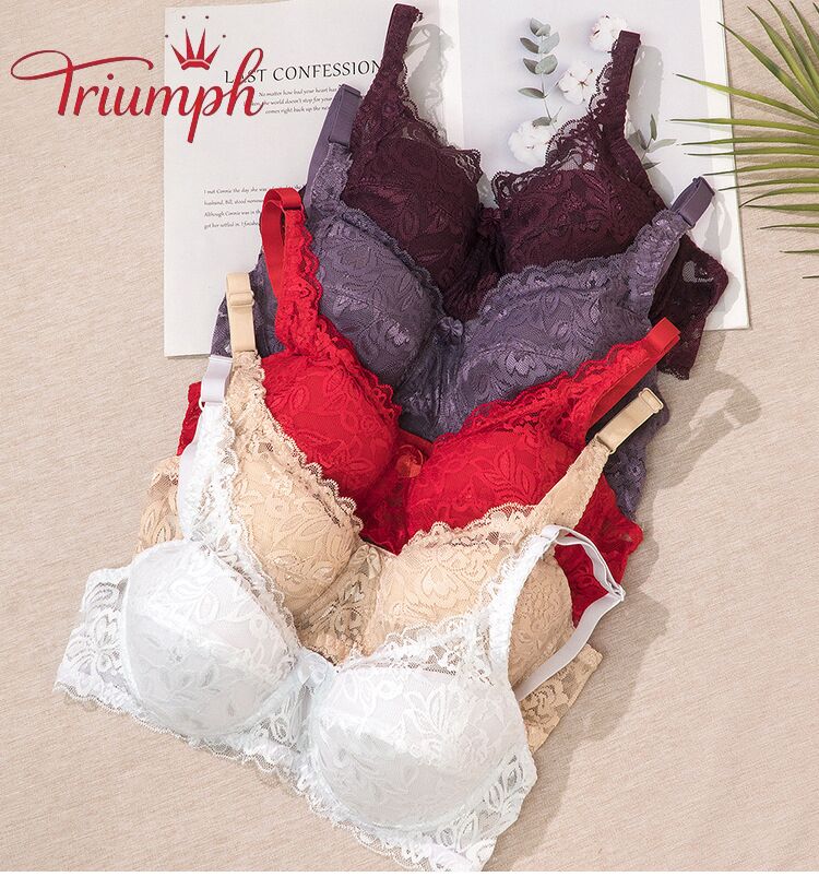Triumph - Ingyenes Kiszállítás,Melltartó 3 Csomag, Triumph új Szexi, Nagyméretű Csipkés Push Up Melltartó