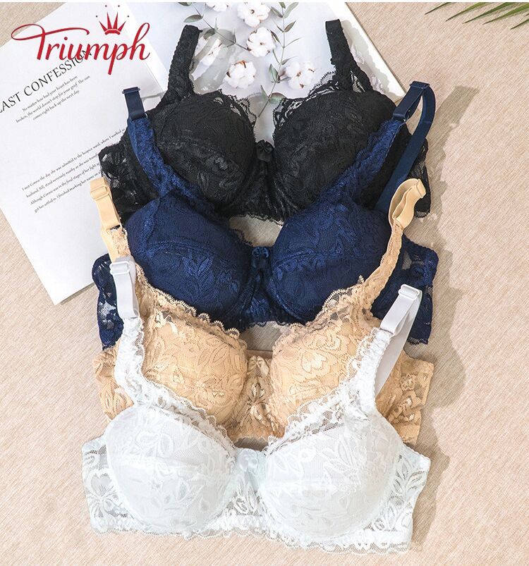 Triumph - Ingyenes Kiszállítás,Melltartó 3 Csomag, Triumph új Szexi, Nagyméretű Csipkés Push Up Melltartó