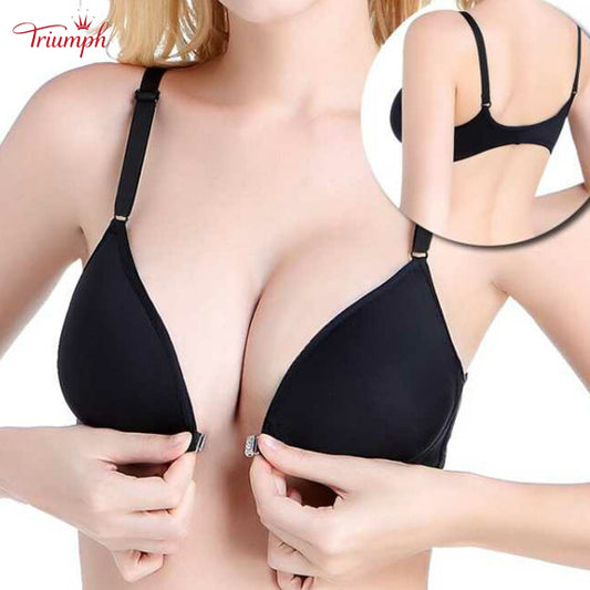 Triumph-Bra 3 Csomag, Elülső Gombos Melltartó, Vezeték Nélküli Melltartó, Szexi, Kényelmes, Nyommentes, Push Up