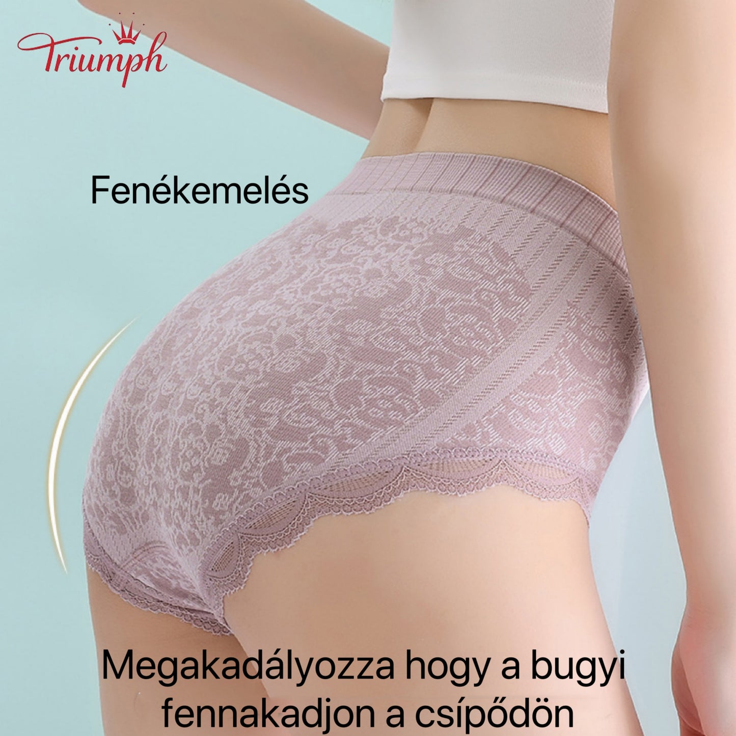 Triumph - Ingyenes Szállítás，4 Pár Kényelmes, légáteresztő, Magas Derekú Alsónadrág，Csipke Szegély