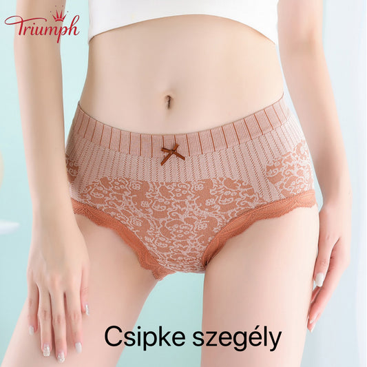 Triumph - Ingyenes Szállítás，4 Pár Kényelmes, légáteresztő, Magas Derekú Alsónadrág，Csipke Szegély