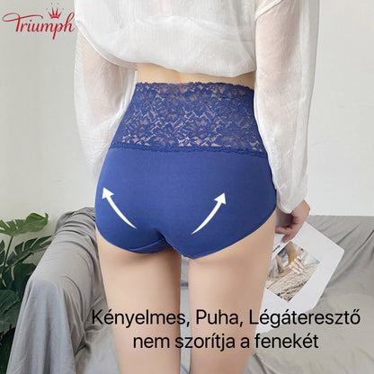 Triumph - Ingyenes Kiszállítás，4 Csomagos Magas Derekú V-alakú Csipke Bugyi，Kényelmes, Puha
