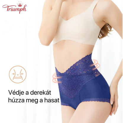 Triumph - Ingyenes Kiszállítás，4 Csomagos Magas Derekú V-alakú Csipke Bugyi，Kényelmes, Puha