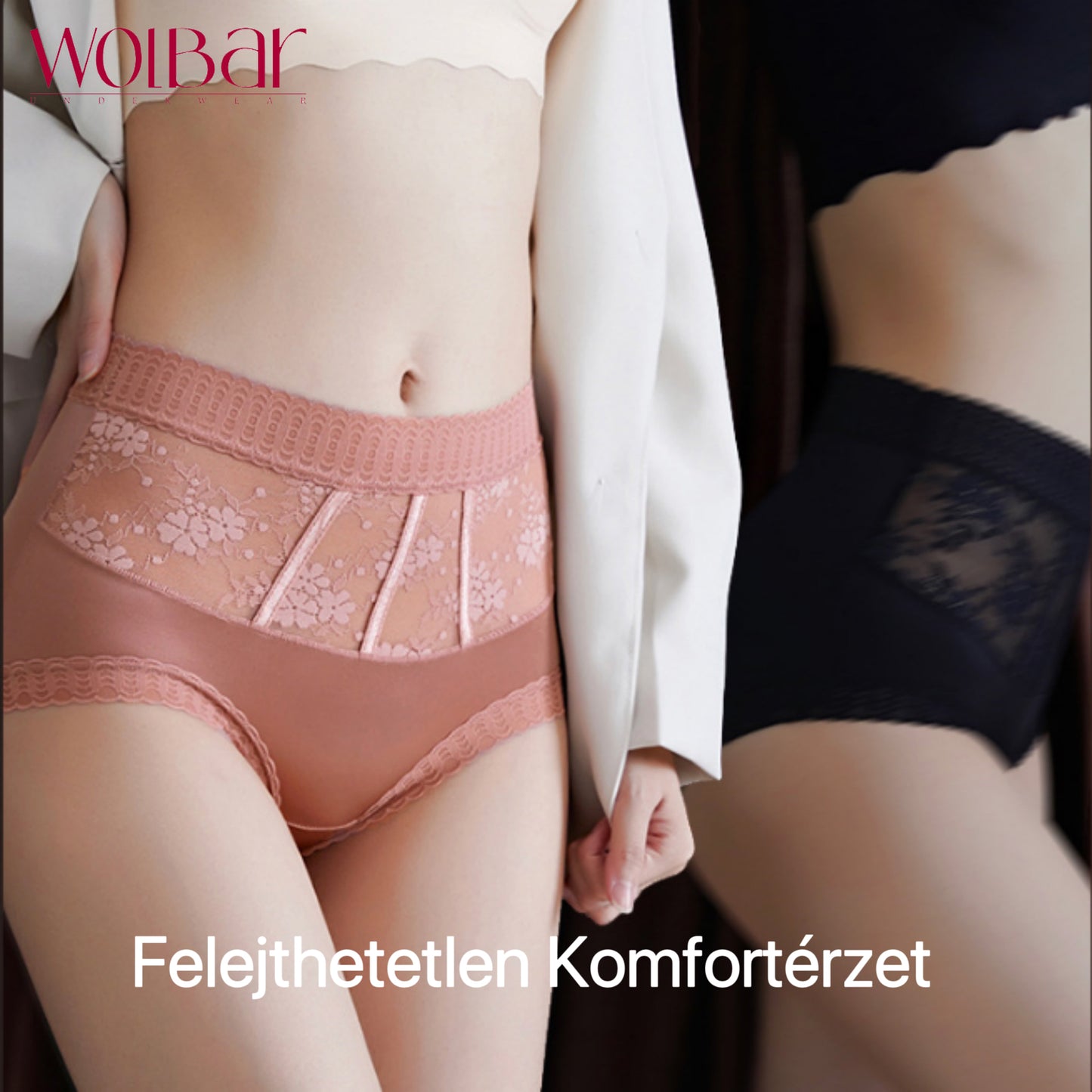 WolBar Női Csipke Bugyi - 4 Darabos Szett，Pamut Bélés，45-90 kg és Felette