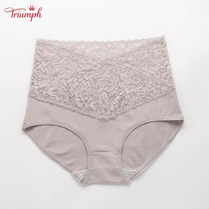 Triumph - Ingyenes Kiszállítás，4 Csomagos Magas Derekú V-alakú Csipke Bugyi，Kényelmes, Puha