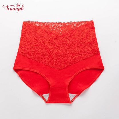 Triumph - Ingyenes Kiszállítás，4 Csomagos Magas Derekú V-alakú Csipke Bugyi，Kényelmes, Puha