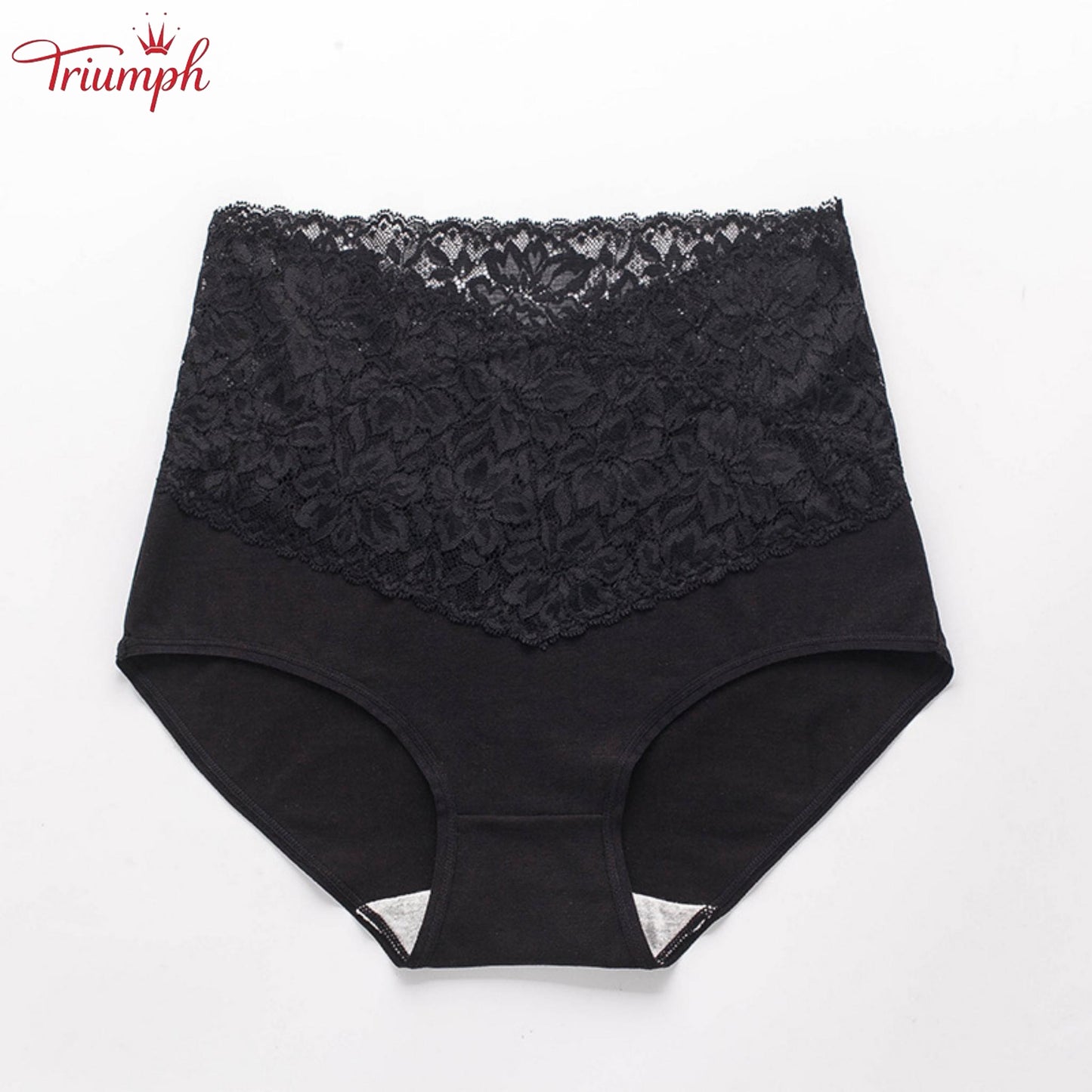 Triumph - Ingyenes Kiszállítás，4 Csomagos Magas Derekú V-alakú Csipke Bugyi，Kényelmes, Puha