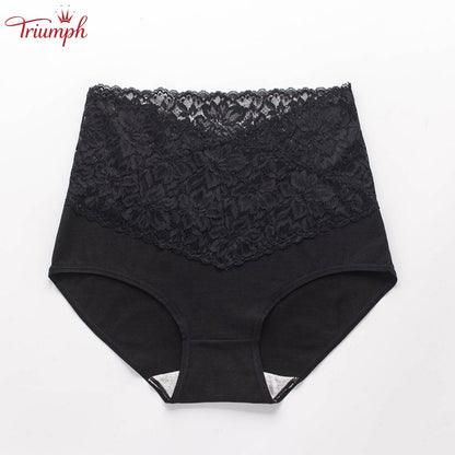 Triumph - Ingyenes Kiszállítás，4 Csomagos Magas Derekú V-alakú Csipke Bugyi，Kényelmes, Puha
