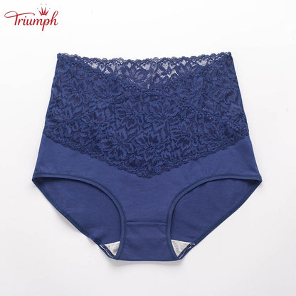 Triumph - Ingyenes Kiszállítás，4 Csomagos Magas Derekú V-alakú Csipke Bugyi，Kényelmes, Puha