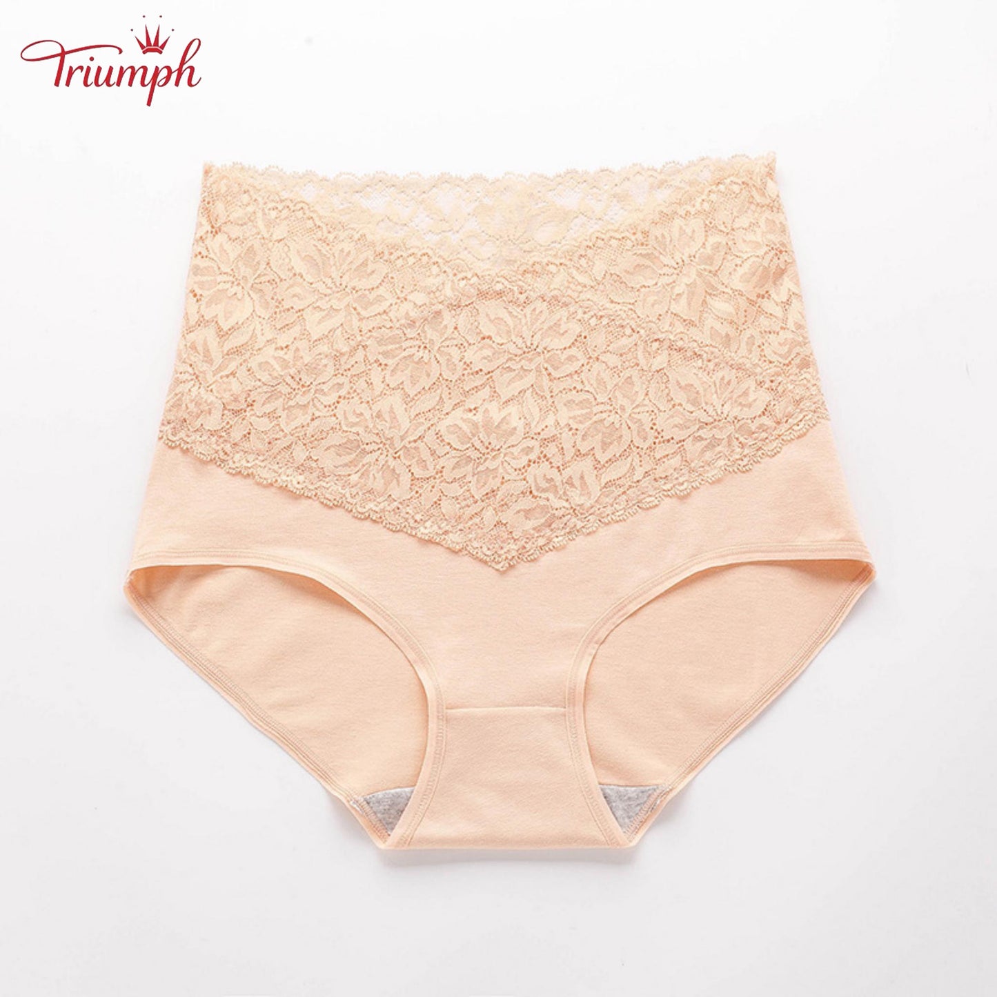 Triumph - Ingyenes Kiszállítás，4 Csomagos Magas Derekú V-alakú Csipke Bugyi，Kényelmes, Puha