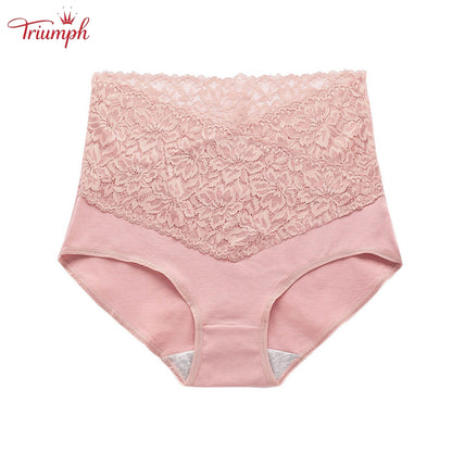 Triumph - Ingyenes Kiszállítás，4 Csomagos Magas Derekú V-alakú Csipke Bugyi，Kényelmes, Puha