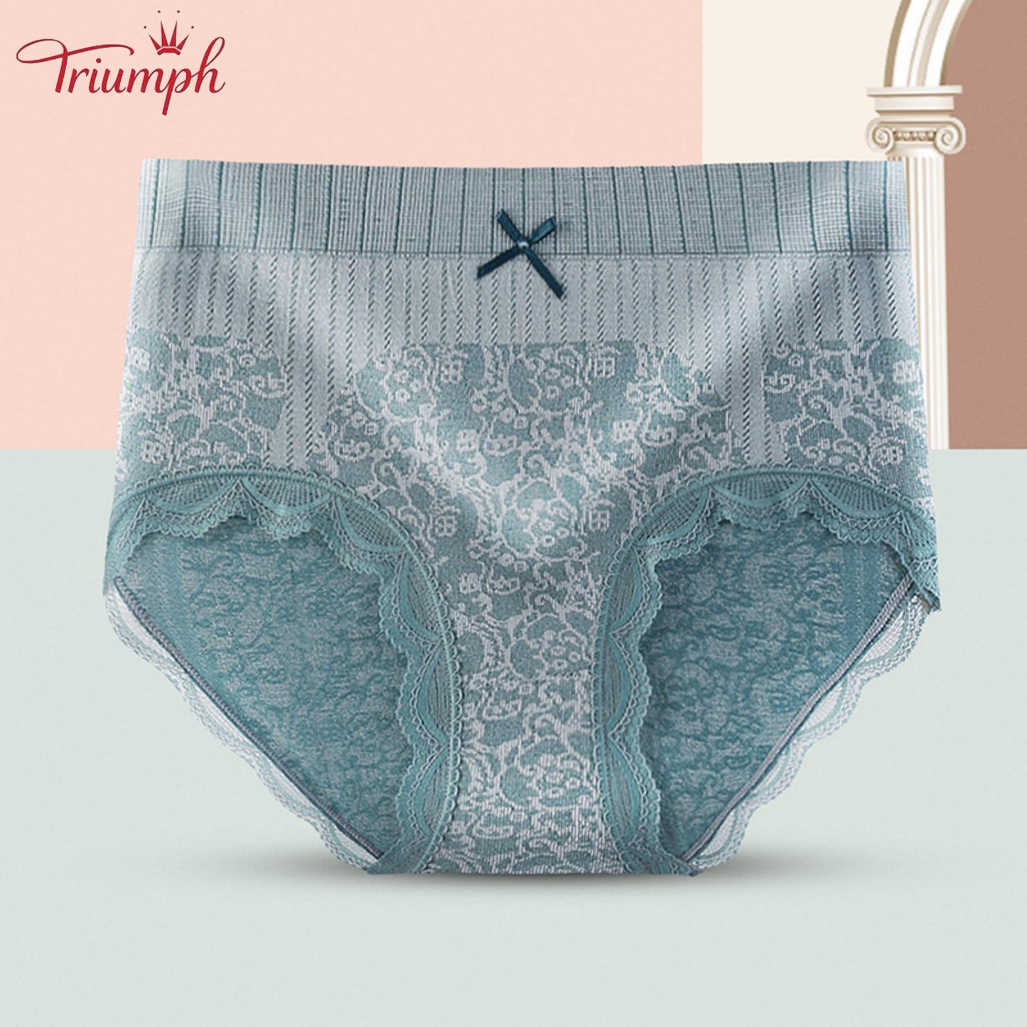 Triumph - Ingyenes Szállítás，4 Pár Kényelmes, légáteresztő, Magas Derekú Alsónadrág，Csipke Szegély