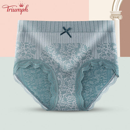 Triumph - Ingyenes Szállítás，4 Pár Kényelmes, légáteresztő, Magas Derekú Alsónadrág，Csipke Szegély