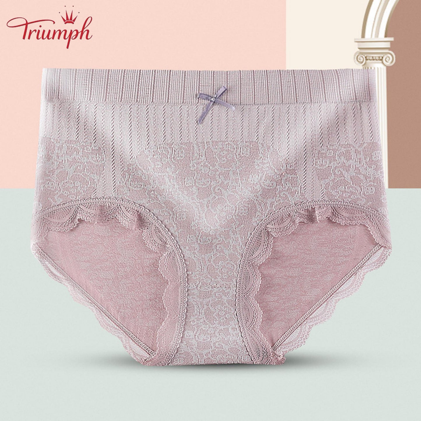 Triumph - Ingyenes Szállítás，4 Pár Kényelmes, légáteresztő, Magas Derekú Alsónadrág，Csipke Szegély