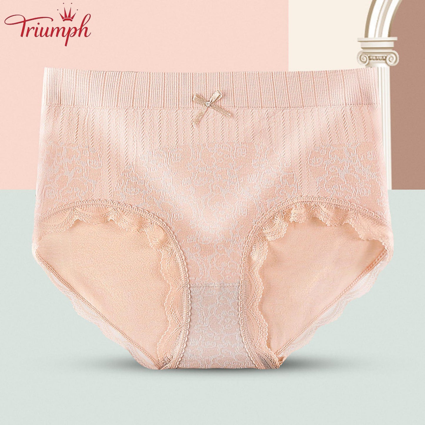 Triumph - Ingyenes Szállítás，4 Pár Kényelmes, légáteresztő, Magas Derekú Alsónadrág，Csipke Szegély