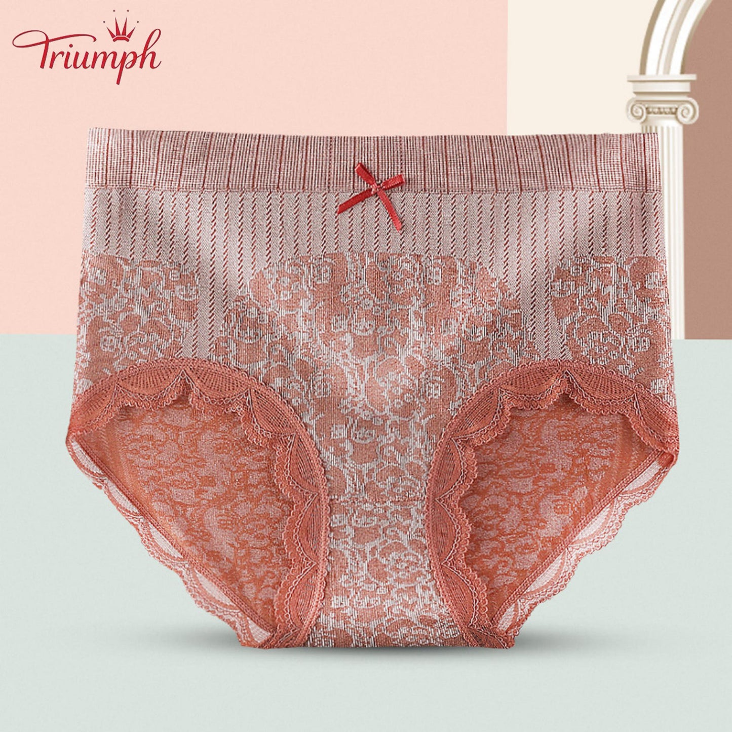Triumph - Ingyenes Szállítás，4 Pár Kényelmes, légáteresztő, Magas Derekú Alsónadrág，Csipke Szegély