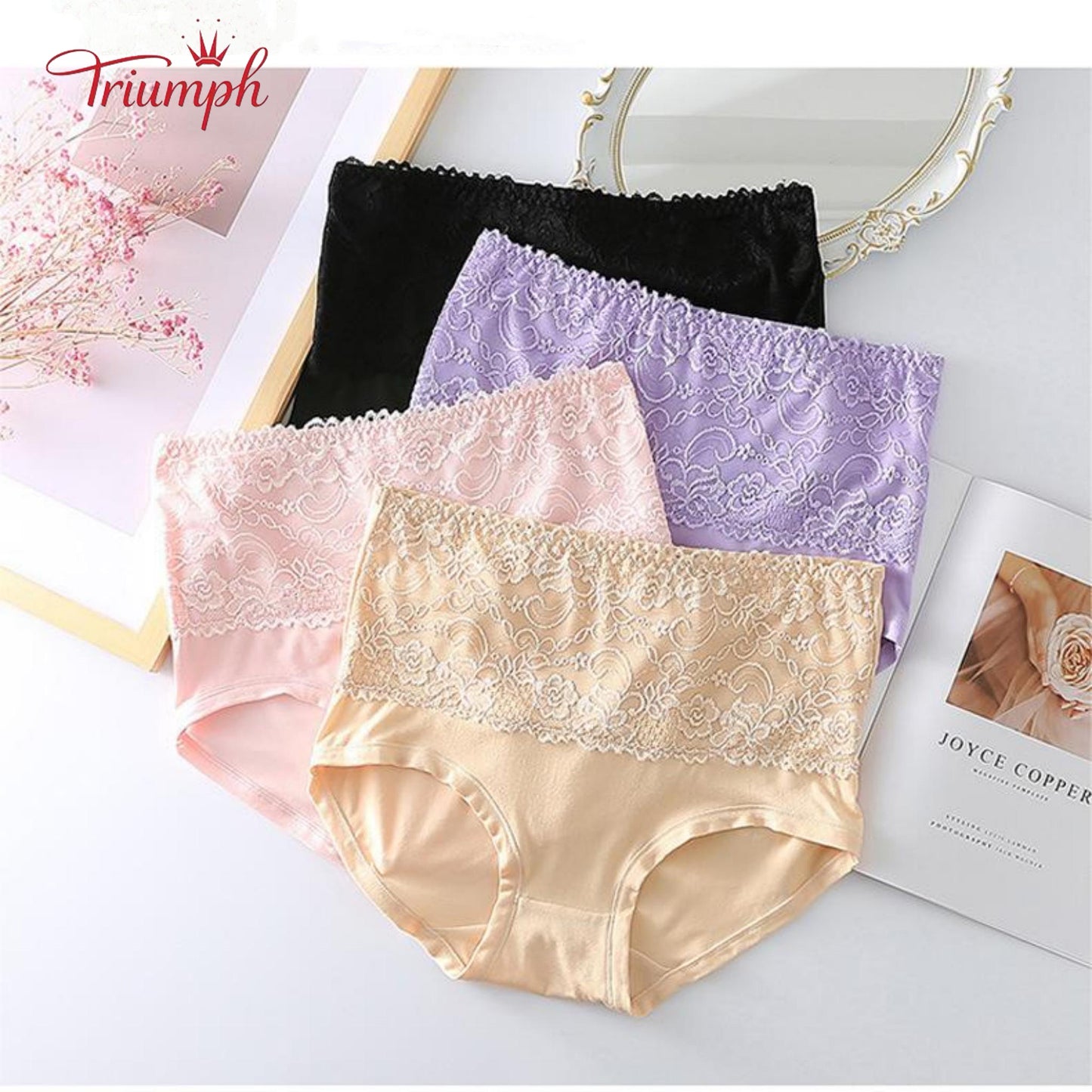 Triumph - 4 Csomagos Csipkebugyi,Ingyenes Kiszállítás,Húzza Meg a Hasát,Fenékemelés,Magas Elaszticitás