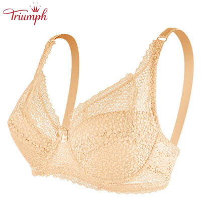 Triumph - Ingyenes Kiszállítás，3 Csomagos Szexi Csipkés Push-Up Melltartók，Vékony és könnyű. Kényelmes. Légáteresztő