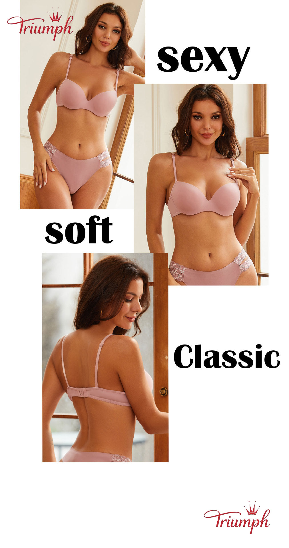 Triumph Női Szivacsos Melltartó, 3 Csomagos Push-up Melltartó, Légáteresztő, Könnyű