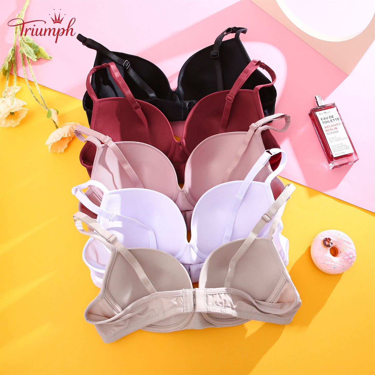 Triumph Női Szivacsos Melltartó, 3 Csomagos Push-up Melltartó, Légáteresztő, Könnyű